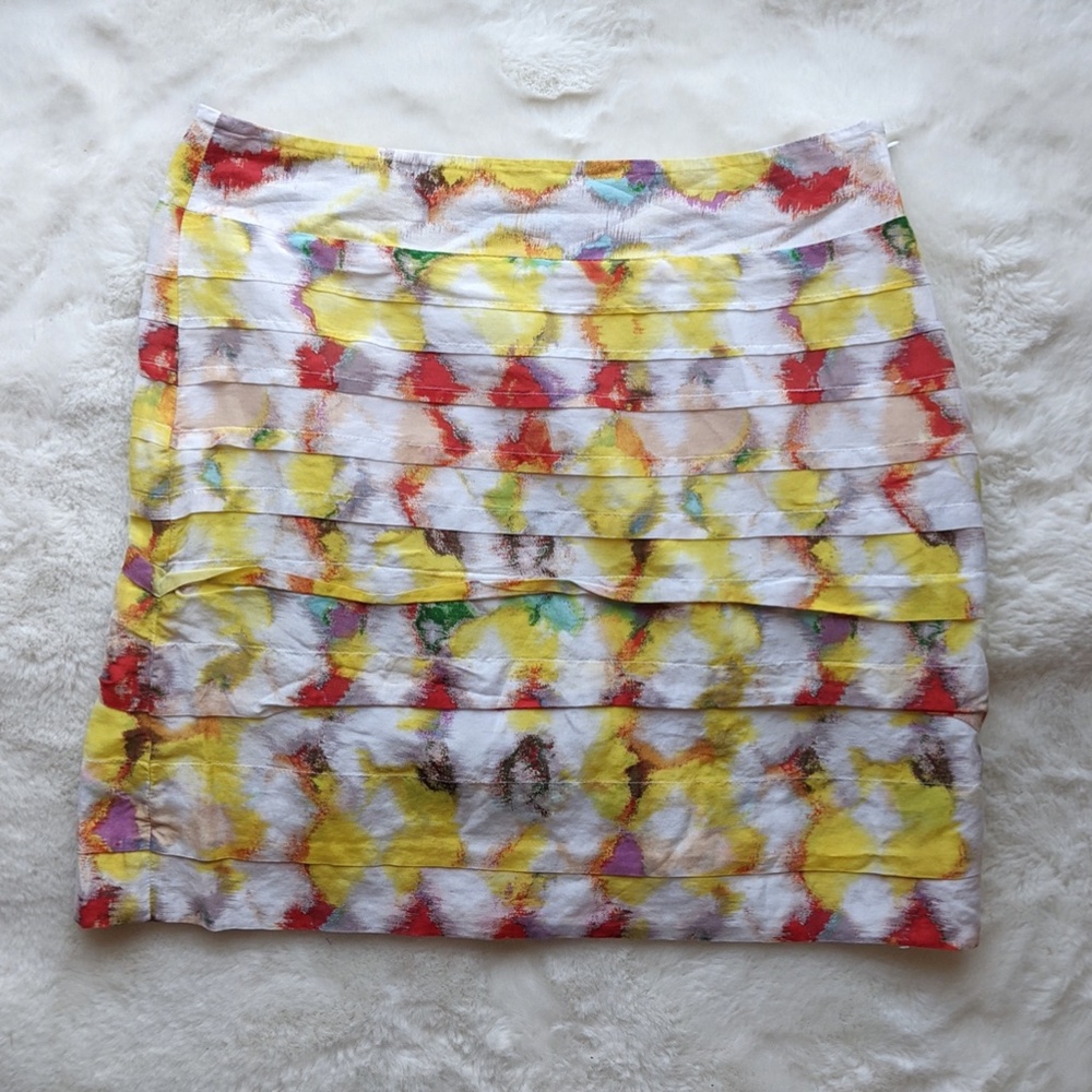 Ann Taylor Cotton/Silk Watercolor Mini Skirt